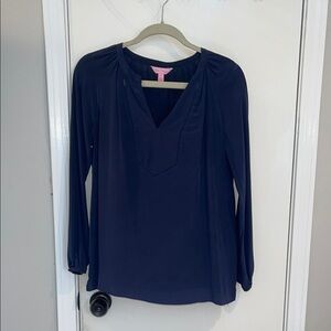 Lilly Pulitzer Silk Navy Blue Top